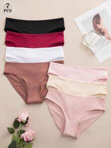 7条/包 女士无缝蕾丝边比基尼内裤，优雅舒适内衣 - 彩色 - 查看 2