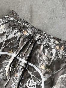 AXEPEAK Men's Summer Casual Fashion Street All-Over Print Contrast Piping Drawstring Waist Shorts - Multicolor - View 5