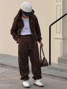 Dazy Kids Tween Girls Leopard Print Jacket Set - Brown - View 6