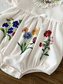 LMoss Kids 女婴可爱碎花图案翻领连体衣，夏季