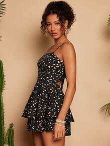 Travachic Casual Vacation Ruffled Hem Backless Tie Strap Jumpsuit, Summer - Orange - View 7