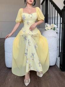 Modelyn 时尚浪漫假日特供白色女式连衣裙 - 淡黃色 - 查看 2