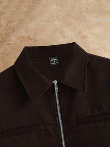 HIMLAND 男士宽松翻领长袖休闲夹克 - 咖啡棕 - 查看 3