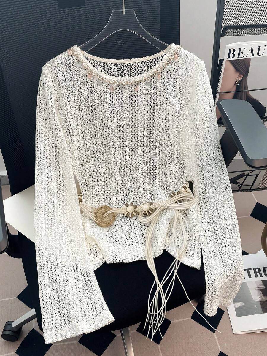 GlowEve Women's 2026 Spring/Summer New Bohemian Style Hollow Out Cover-Up Cover Up - Apricot - View 1