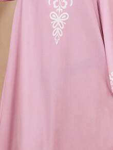 Sukienka dla nastolatek w stylu pałacowym, luźna, swobodna, z dekoltem w serek i długim rękawem - Różowy - Zobacz 6