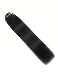 50 piezas Extensiones de cabello humano recto con micro anillos y línea de pesca, 50g de extensiones de cabello Remy de color natural para mujeres - SNatural - Ver 3
