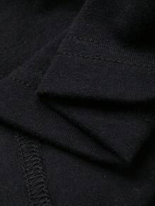Dazy Plus Plus Size Women Letter Print Loose Long Sleeve Crew Neck Top And Striped Pajama Pants Sleepwear Set - Black - View 3