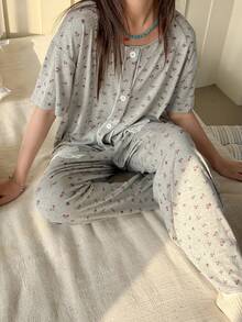 Dazy Kids Tween Girl Ditsy Floral Long Sleeve Top And Pants Pajama Set