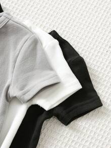 SHEIN 6pcs Baby Boy Snug Fit Casual Long Sleeve Top And Pants Soft Elastic Bodysuit Set