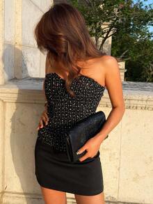 Livesso 嘉年华女士全印花时尚修身无袖露脐上衣 - 黑色 - 查看 5