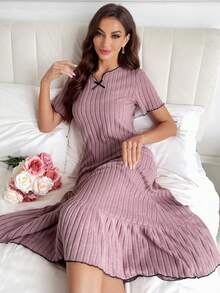 Solid Ruffle Hem Lounge Dress