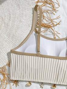 SHEIN 3pcs Girls Swimsuit Set, Asymmetrical Beach Dress, Fashion Casual Beach Vacation Crop Tops Teen Girl Crop Top Set For Tween Summer Top Teen Girl Beach Teen Girl Summer Top Tween Crop Top Crop Top Tween Girls Khaki Beach Outfit Seashell Bathing Suit Modest Bikini Set Three-Piece Swimsuit Three-Piece Bathing Suit Three Piece Swimsuit Set Three Piece Bathing Suit - Multicolor - View 5