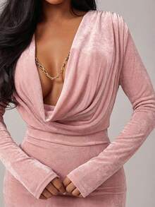 Radiana Đầm dài tay cổ xếp ly dáng đuôi cá thanh lịch dành cho nữ, thích hợp cho các buổi hẹn hò, họp mặt, sinh nhật, tiệc tùng, lễ tốt nghiệp, tiệc chiêu đãi, tiệc cocktail, các dịp trang trọng, mùa xuân/hè. - Hồng - Xem 6