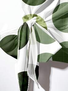 SHEIN Clasi 2pcs/Set Women's Casual Polka Dot Print Tie Front Blouse And Loose Straight Leg Pants, Suitable For Spring/Summer Vacation Carnival Blouse And Pants Set Green Set Women - Multicolor - View 5