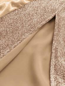 GlowEve Women's Velvet Waist Fitted Elegant Everyday Commute Fashion French Street Retro Versatile Christmas Party New Year Holiday Business Wine Red Long Sleeve Dress, Autumn/Winter - Khaki - View 5