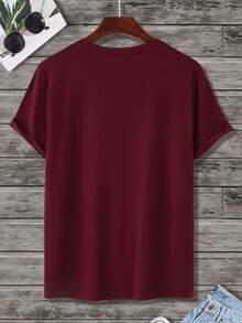 Manfinity Homme 男士休闲撞色海鸥印花圆领短袖T恤，夏季 - 彩色 - 查看 2