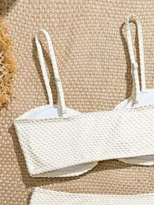 SHEIN Bộ bikini cho thiếu nữ, đồ bơi hai mảnh thời trang cho thiếu nữ, chất liệu vải dệt kim đặc biệt, phù hợp cho bãi biển, kỳ nghỉ, tiệc tùng, bơi lội. Bộ bikini hai mảnh dễ thương cho thiếu nữ, đồ bơi cạp cao kín đáo cho thiếu nữ, bộ bikini cạp cao, bikini cạp cao cho thiếu nữ, bikini kín đáo cho thiếu nữ, bikini hai mảnh kín đáo cho thiếu nữ 13 tuổi. - Màu be - Xem 4