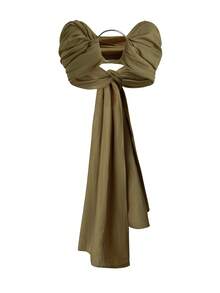 Olithes 女士绿色休闲假日露背褶皱性感上衣 - 綠色 - 查看 7