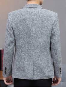Manfinity Mode Men's Casual Contrast Trim Pocket Long Sleeve Blazer - Grey - View 2