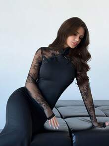 Firerie Đầm maxi đen dáng đuôi cá, thanh lịch, lãng mạn, trang nhã kiểu Trung Hoa cổ điển, thích hợp cho tiệc tùng, năm mới, ngày lễ tình nhân, gợi cảm, hở lưng, xuyên thấu, cài cúc, tay dài, ôm sát cơ thể, màu thu/đông, phong cách nàng tiên cá, trang phục trang trọng, lãng mạn, cổ điển, trang phục trang trọng, thích hợp cho tiệc tùng, năm mới, ngày lễ tình nhân, gợi cảm, hở lưng, xuyên thấu, cài cúc, tay dài, ôm sát cơ thể, thích hợp cho mùa thu/đông. - màu đen - Xem 5