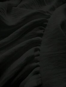 Maweii 大码长袖时尚优雅通勤百搭甜美衬衫 - 黑色 - 查看 7