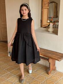 Dazy Kids Girls Sleeveless Round Neck Dress, Tween Girl Fall Clothes Summer - Black - View 3