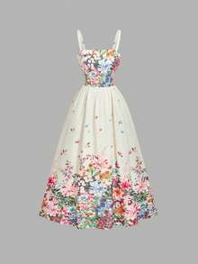 SHEIN MOD Women's Floral Print Mid-Length Dress - Multicolor - View 2