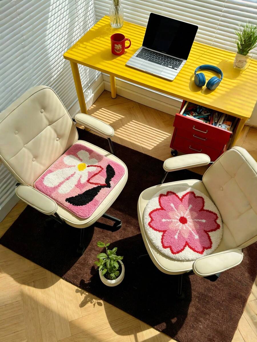 Joivida Floral Pattern Cushion - Soft Non-Slip Seat Pad For Dorm & Office - Multicolor - View 1