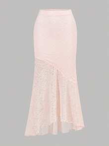 SHEIN Girlism Bộ đồ cho bé gái tuổi teen, phong cách tối giản, thoải mái gồm áo tank top vạt bất đối xứng và chân váy đuôi cá. - Hồng - Xem 8