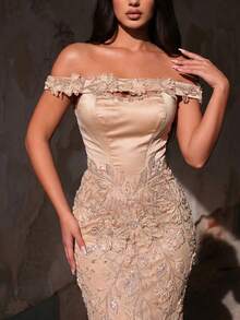 Glamrae Đầm đuôi cá sang trọng, đính cườm và sequin, tay áo hoa tua rua, phù hợp cho đám cưới, tiệc tùng, kỳ nghỉ, dạ hội và các dịp trang trọng (đính kết rất cầu kỳ). - xanh quân đội - Xem 2