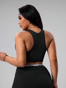 Rhythm Era Plus Size Sports Twist Front Wireless Bra, Removable Padded Hollow Sexy Bra - Black - View 2