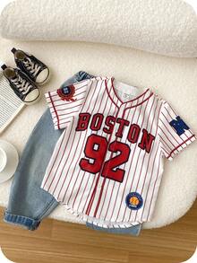 男婴套装，短袖裙，棒球夹克，短袖衬衫，舒适百搭，休闲时尚，日常运动街头风，适合春、夏、秋、冬、室内、日常、运动、派对、拍照、节日、街头穿搭、运动服、圣诞节、新年等场合。男婴球衣，男婴服装，棒球衫。 - 白色 - 查看 3