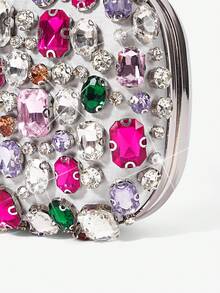 SHECARRY 女士晚宴包、手拿包、斜挎包，时尚奢华，镶钻闪耀，适合鸡尾酒会、派对、舞会、俱乐部、约会、生日、晚宴、宴会、情人节、新年等场合。 - 銀色 - 查看 6