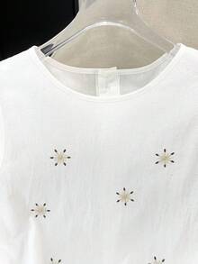 GlowEve 女士夏季无袖法式刺绣亚麻衬衫 - 白色 - 查看 6