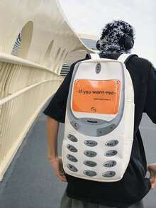 Zazumi 创意大容量情侣单肩包趣味手机印花设计时尚休闲斜挎包轻便耐用可调节肩带旅行通勤日常包时尚情侣搭配配饰送给男朋友女朋友的完美礼物情人节生日节日购物约会上学工作包可爱印花单肩包2025情侣必备小众时尚配饰