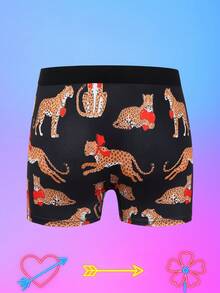 Notgurli Valentine's Day Funny Print Heart Leopard Game Console Mid-Rise Boxer Briefs - Multicolor - View 2