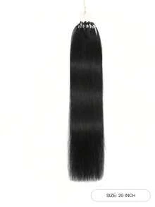 50 piezas Extensiones de cabello humano recto con micro anillos y línea de pesca, 50g de extensiones de cabello Remy de color natural para mujeres - SNatural - Ver 2