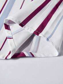 Manfinity Homme Áo sơ mi tay ngắn dáng casual, in sọc, cài cúc phía trước (họa tiết không đều) - Nhiều màu - Xem 4