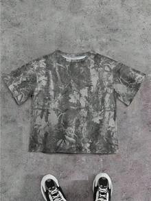 INAWLY Women's Casual Loose Camo Print Short Sleeve T-Shirt - Black - View 3