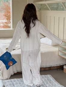 DAZY Tween Girls Long Sleeve Top And Pants Pajama Set, Fall Spring - White - View 3