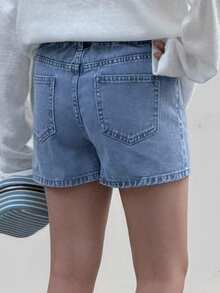 DAZY 少女牛仔短裤 - 淺色水洗藍 - 查看 6