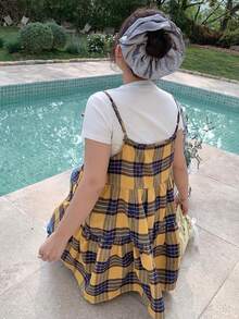 Dazy Plus Valentine Plaid Pattern Casual Christmas & New Year Loose A-Line Camisole And Tank Top, Versatile - Khaki - View 2