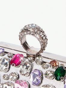 SHECARRY 女士晚宴包、手拿包、斜挎包，时尚奢华，镶钻闪耀，适合鸡尾酒会、派对、舞会、俱乐部、约会、生日、晚宴、宴会、情人节、新年等场合。 - 銀色 - 查看 5