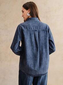 Anewsta Women's Romantic Glittery Embroidered Long Sleeve Shirt, Suitable For Valentine's Day Party And Vacation, Blue