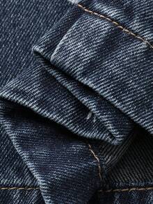 Dazy Kids Tween Girls Bow Print Casual Open Front Vest And Loose Fit Denim Pants Jeans Set, Fall - Dark Wash - View 8