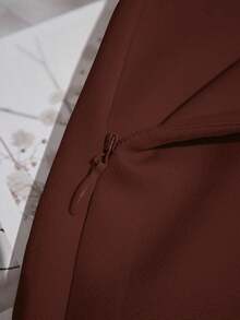 Franclia 女士纯色V领系带背心和短裤两件套休闲套装 - 棕色 - 查看 4