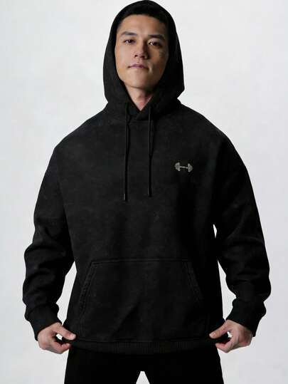 Manfinity Sport PWRUP Men's Graphic Print Hooded Casual Pullover Sweatshirt