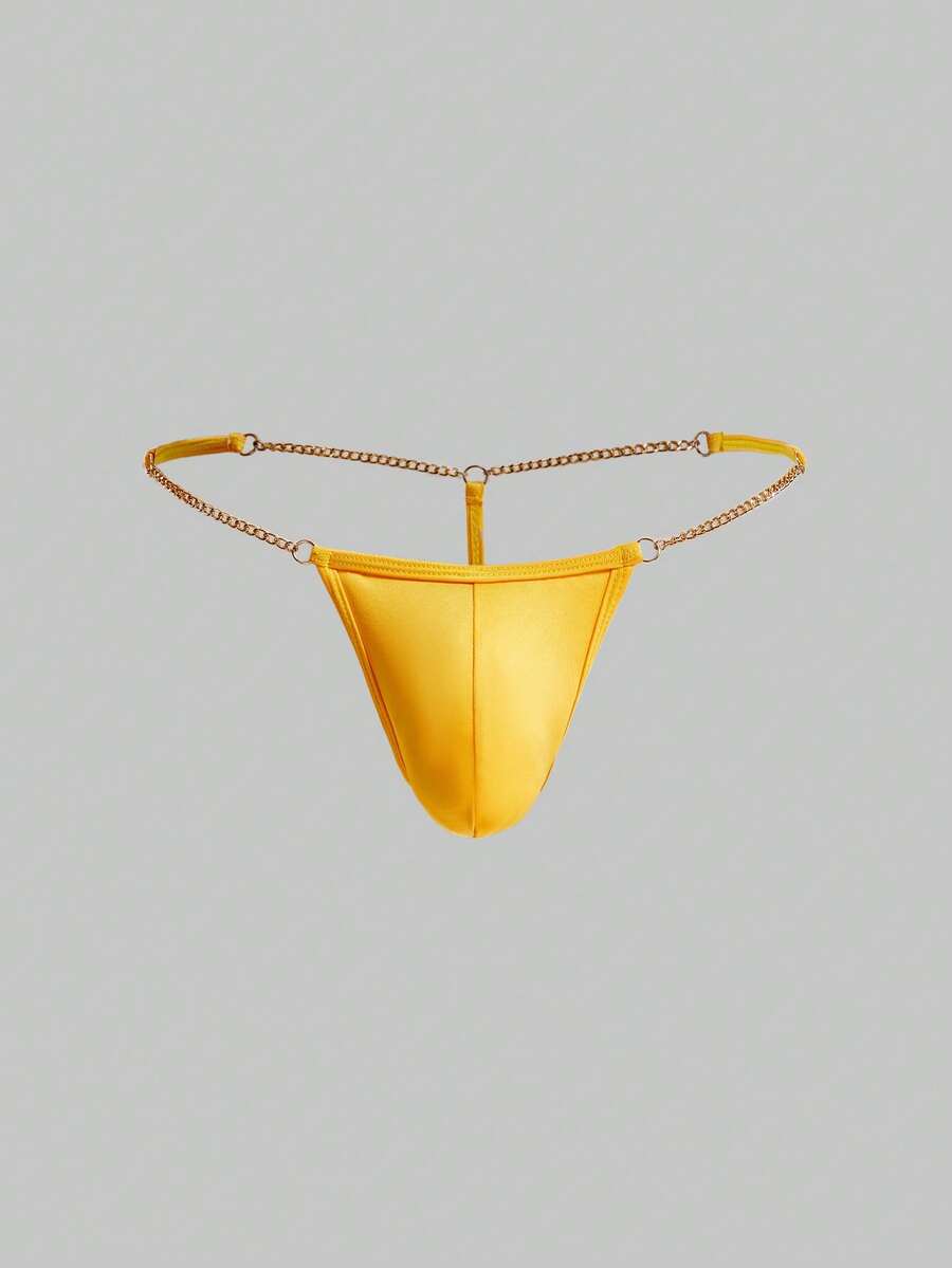 Metal Chain Luxury Fashion Party Intimate Butt-Lifting Thong Underwear For Men - Yellow - View 1