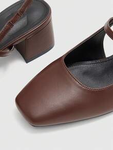 CUCCOO BIZCHIC Women's Classic Black Strap Low Heel Pumps For Christmas Valentine's Day Spring Shoes - Brown - View 6