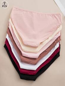 7条/包 女士无缝蕾丝边比基尼内裤，优雅舒适内衣 - 彩色 - 查看 3